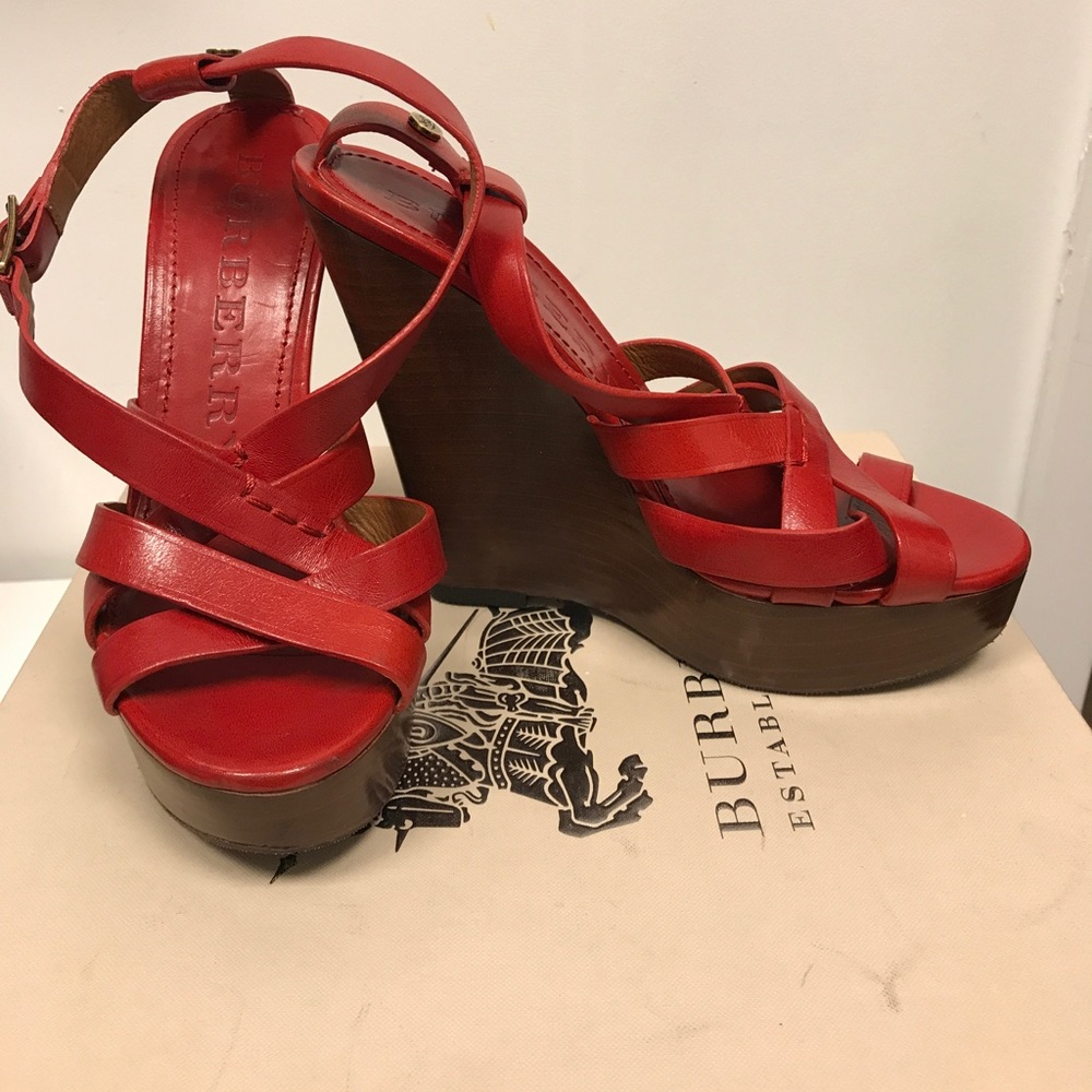 Red Burberry Wedge